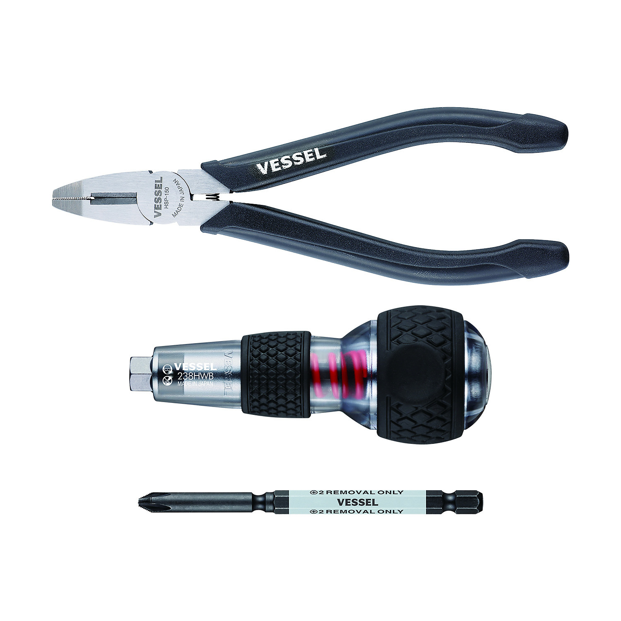 Vessel Impact Out Screwdriver Screw Removal Kit - Hex Bolster, Screw Removing Bit, Screw Removing Pliers, Storage Pouch, Model# 238HWB2PU